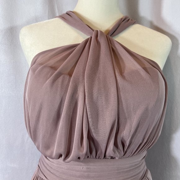 BIRDY GREY KIKO Mesh Mauve Halter Maxi Formal Dress Size Small - Picture 8 of 13